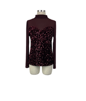 Audrey Sheer High-Neck Top – Velvet Bust with Sequin Detail