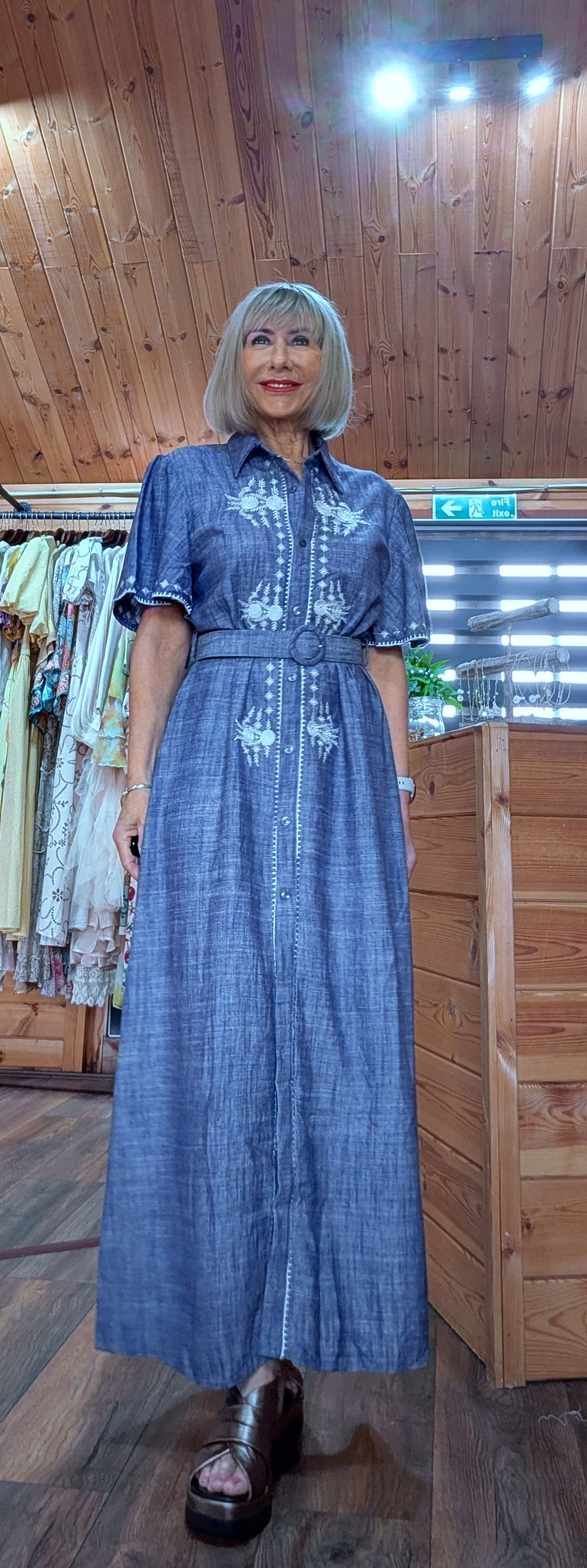 Summer Blue denim  shirt dress 