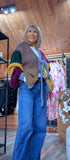 Gwen Boho Chunky Cardigan – Multicolour Patchwork with Tie Front
