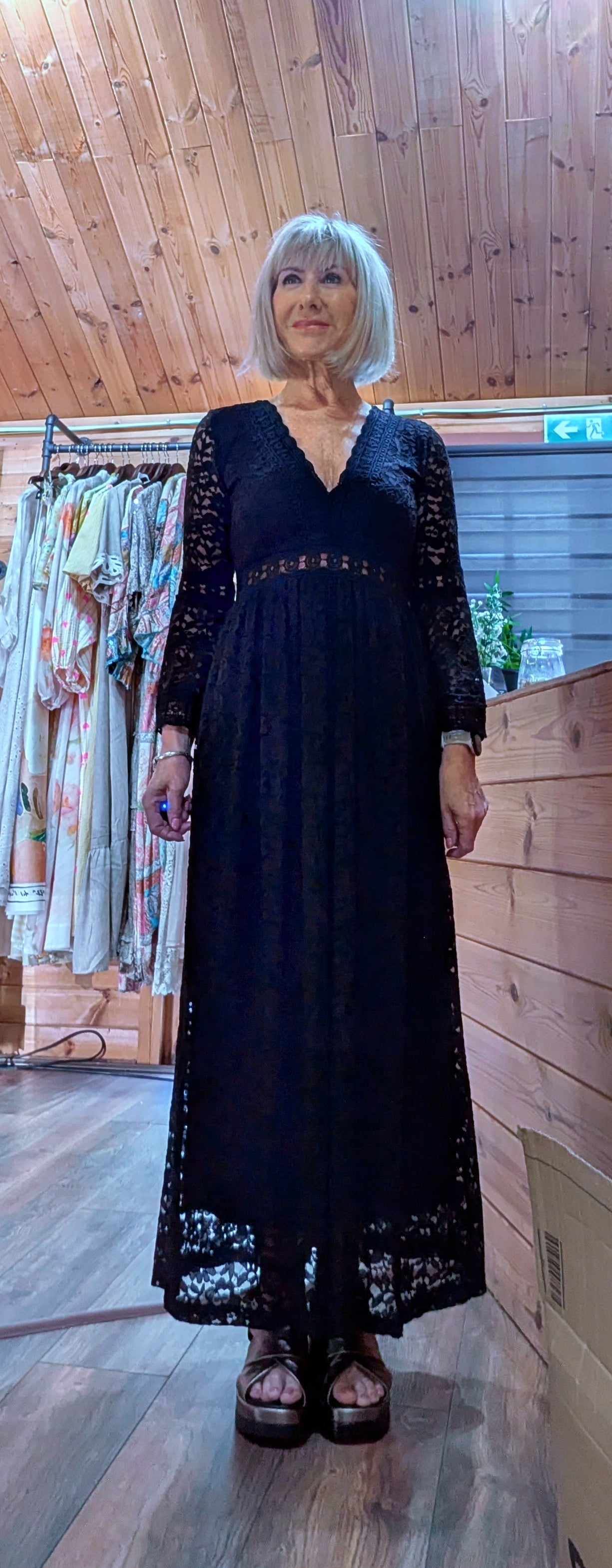 Black lace summer boho dress