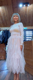 Storm Tulle Dress  with Waterfall Tutu Skirt in Taupe Long sleeves