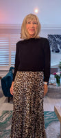 Olivia Leopard Print Maxi Dress with Black Knit Top – One Size