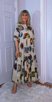 Pandora Dress– Bold Multicolour Cotton Maxi  Print