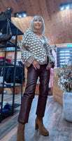 Lara Chunky Oversized Cardigan – Camel with White Embroidery Bobbles