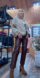 Lara Chunky Oversized Cardigan – Camel with White Embroidery Bobbles