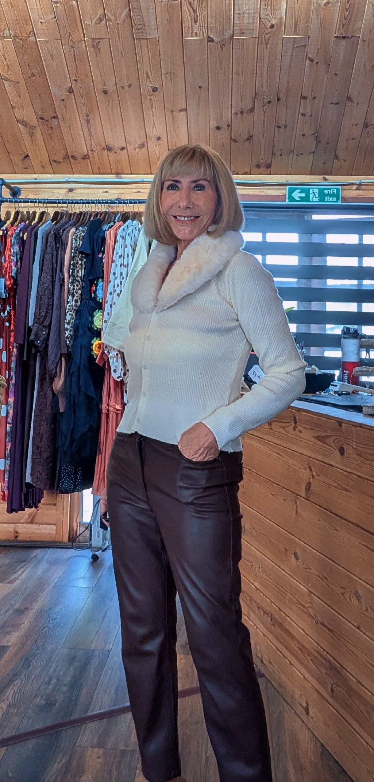 Arabella Faux Fur Cardigan  Detachable Collar