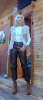 Adeline Sleeveless Fringe Cardigan – Taupe or Chocolate