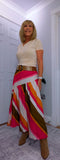 Dotty Linen Look Midi Skirt – Fuchsia - Petite