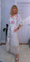 Darwin White Bohemian Dress with Floral Embroidery