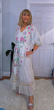 Darwin White Bohemian Dress with Floral Embroidery