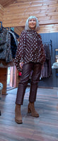 Phoebe Brown & White Polka Dot Blouse – Tie Neck & Balloon Sleeves