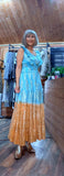 Gianna Boho Maxi Dress Turquoise and Gold
