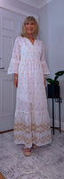 Jasmine Boho Embroidered Dress – White Viscose Summer Style