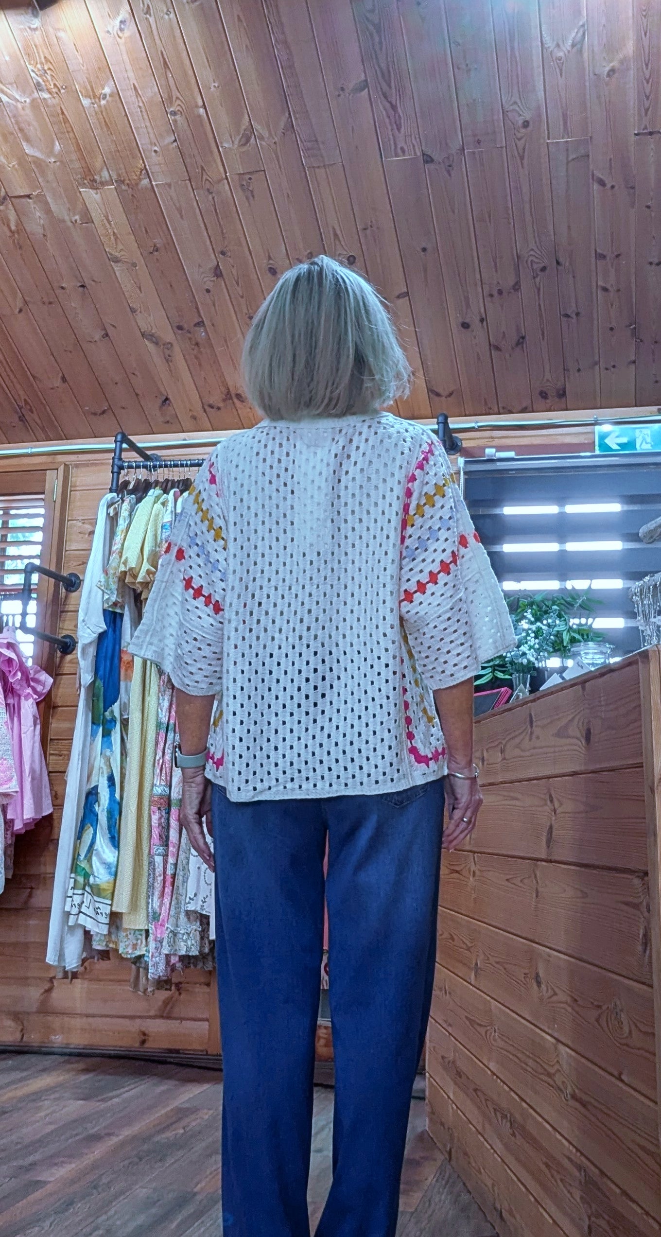 Colour detail crochet top for women UK boutique fashion rear view