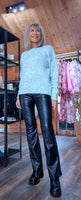 Marty Light Grey Sweater – V-Neck with Sparkly Bow Detail