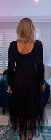 Anastasia Black Tulle Dress - Waterfall Skirt & Scoop Neck Sweater Top