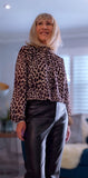 Carrie Animal Print High Neck Blouse with Long Sleeves & Ruched Hem