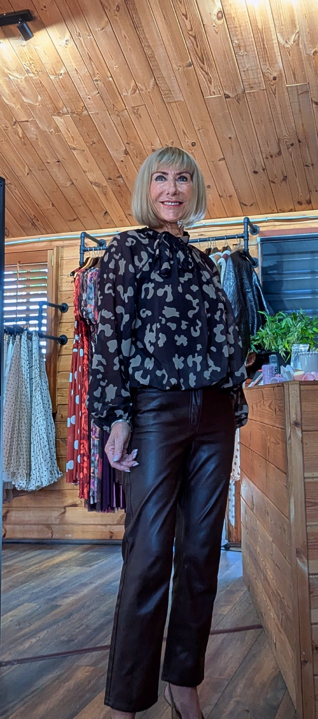 Carolyn Bow Tie Bubble Hem Blouse