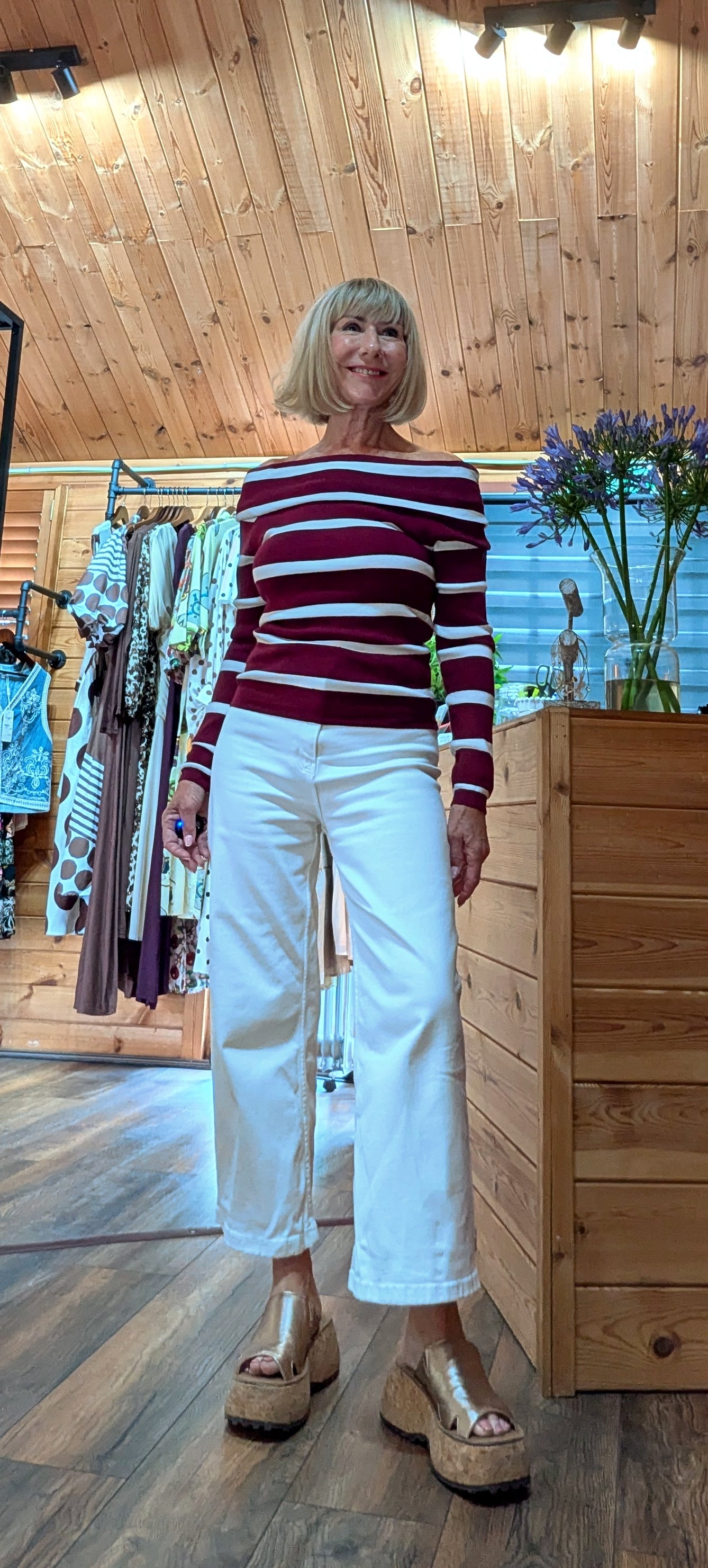 Wisty Burgundy Bardot Top