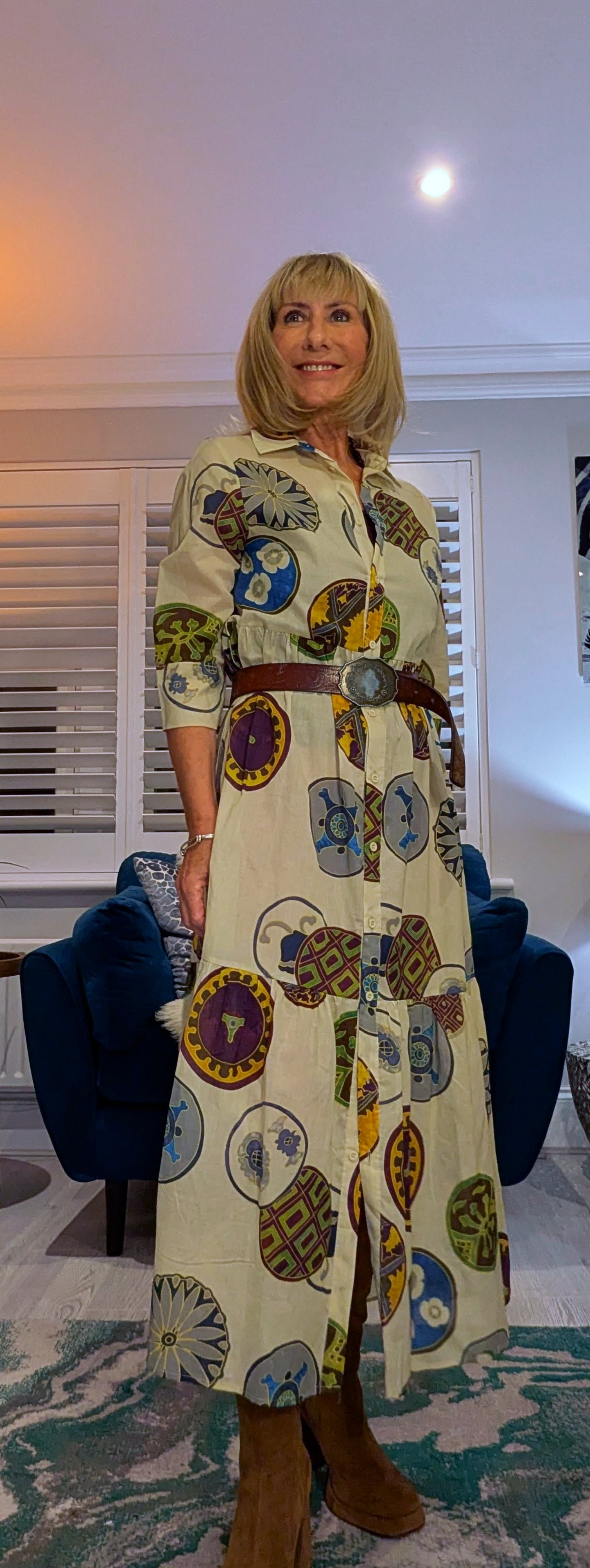 Pandora Dress– Bold Multicolour Cotton Maxi  Print