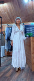 Julianna  White Bohemian Dress with Floral Embroidery