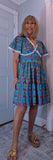 Codie Cotton Knee-Length Dress – Turquoise & Terracotta Boho Print
