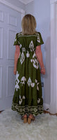 Nettie Boho Maxi Dress – Green or Blue, Flutter Sleeves, Elasticated Waist