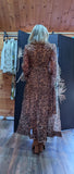 Leonie Leopard Print Sheer Dress – Lined with Sequins & Tie Belt
