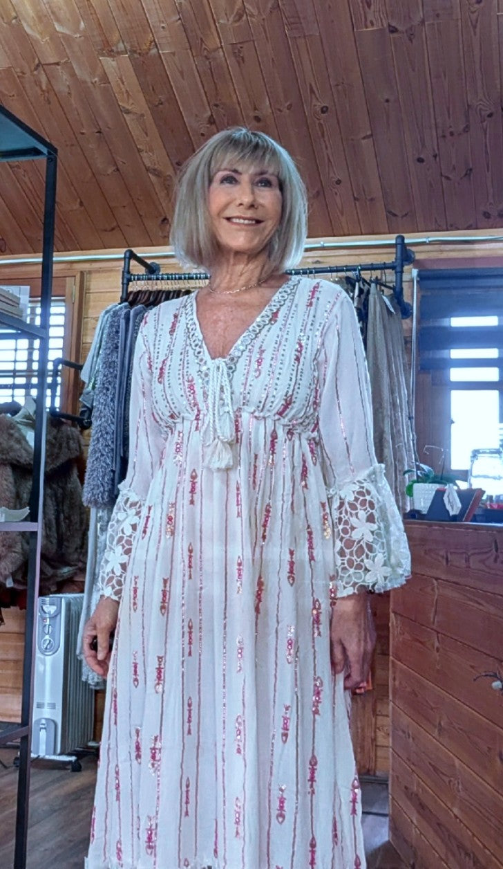 Lucinda Gypsy Sunset boho maxi dress with lace detail
