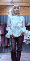 Noori Ivory Blouse – Ruffle Front with Pearl & Diamanté Detail