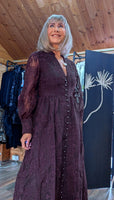 Marsha Coffee Lace Smock Dress – Pearl Button Front & Grandad Collar