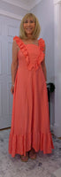 Coral Sundress – Frill Tiered Summer Dress - Coral-Salmon Pink