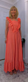 Coral Sundress – Frill Tiered Summer Dress - Coral-Salmon Pink