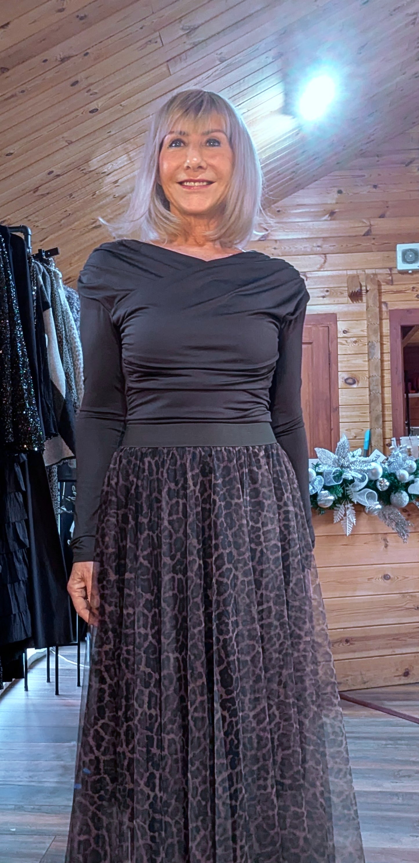 Julia Chocolate Off-Shoulder Top – Silky Feel with Ruched Bust