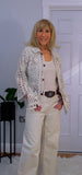 Magna Crochet Knit – Collared Summer Cardigan in Beige