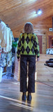 Toni Soft Knit Diamond Print Yellow-Brown  Sweater