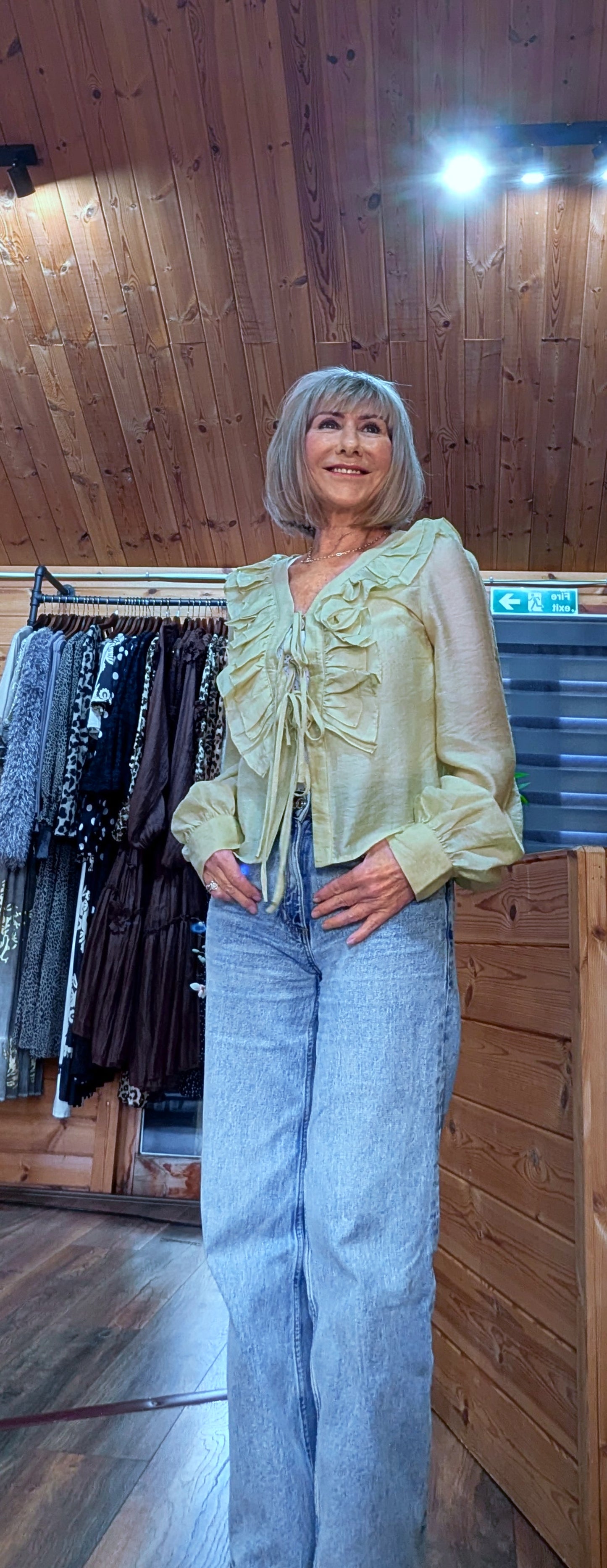 Arianna Green Ruffle Blouse- Feminine - Romantic