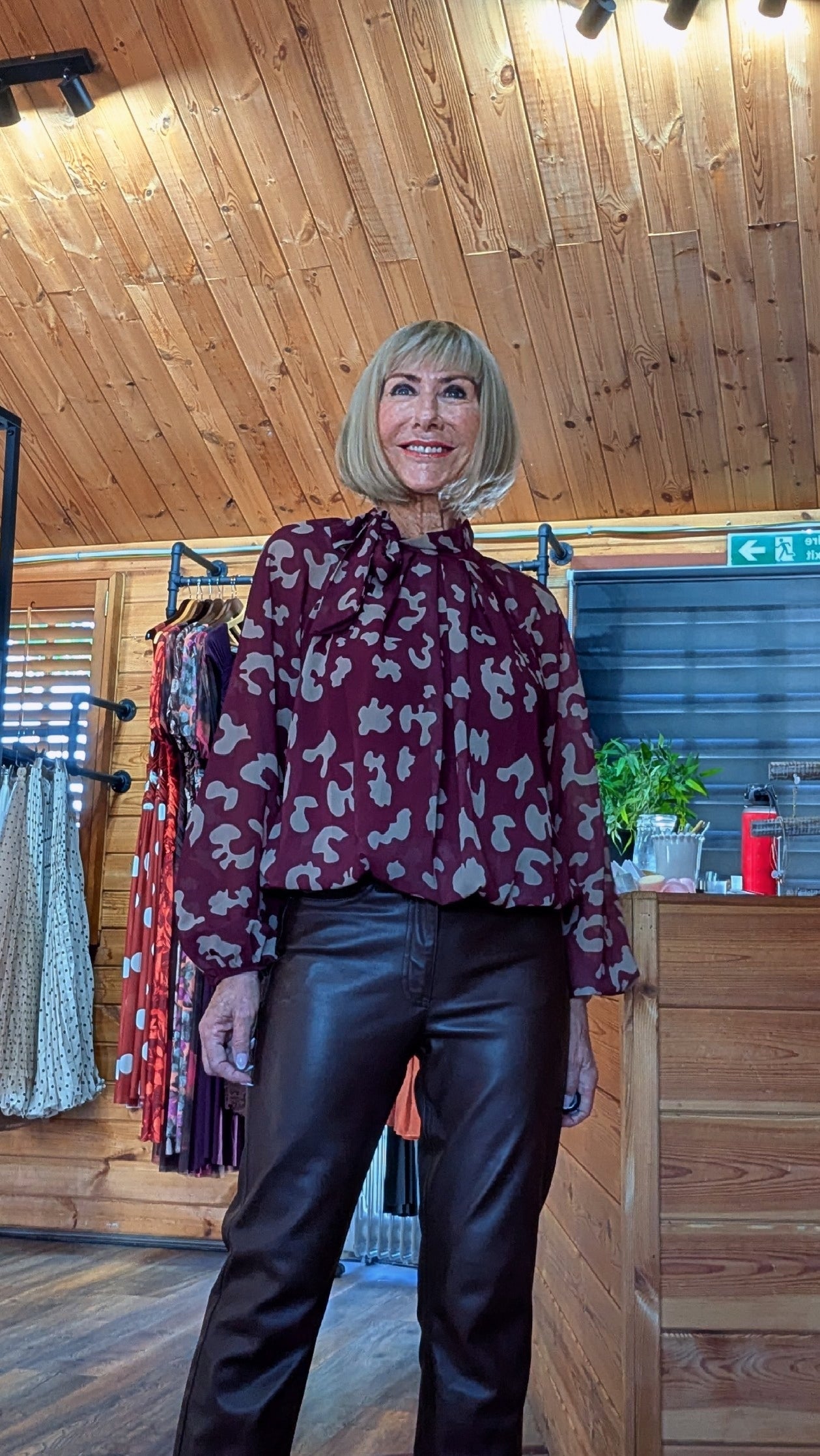 Carolyn Bow Tie Bubble Hem Blouse