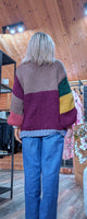 Gwen Boho Chunky Cardigan – Multicolour Patchwork with Tie Front