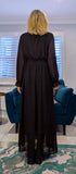 Charity Statement Dress –Slight  Plunge Front with Chunky Waist & Frill Cuffs
