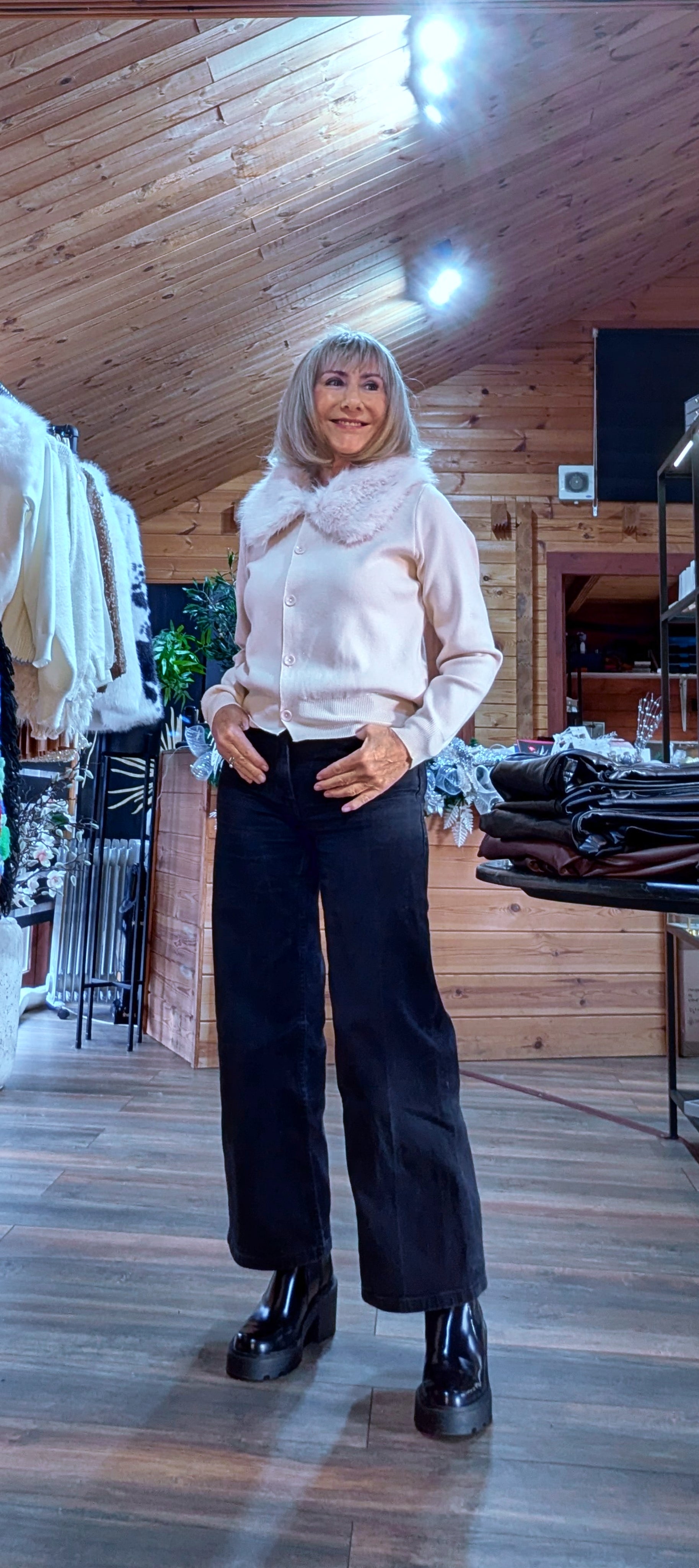 Ageless faux fur cardigan