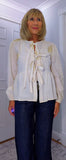 Melanie Cotton Smock Blouse – White or Cream with Gold Embroidery
