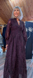 Marsha Coffee Lace Smock Dress – Pearl Button Front & Grandad Collar