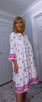 Lucille Smock Dress – Bright Fuchsia & White Viscose Smocked Dress