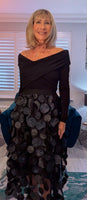 Brigitte Black Tulle Skirt with 3D Circles & Elasticated Waist