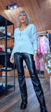 Marty Light Grey Sweater – V-Neck with Sparkly Bow Detail