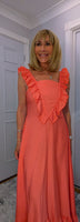 Coral Sundress – Frill Tiered Summer Dress - Coral-Salmon Pink