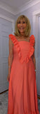 Coral Sundress – Frill Tiered Summer Dress - Coral-Salmon Pink