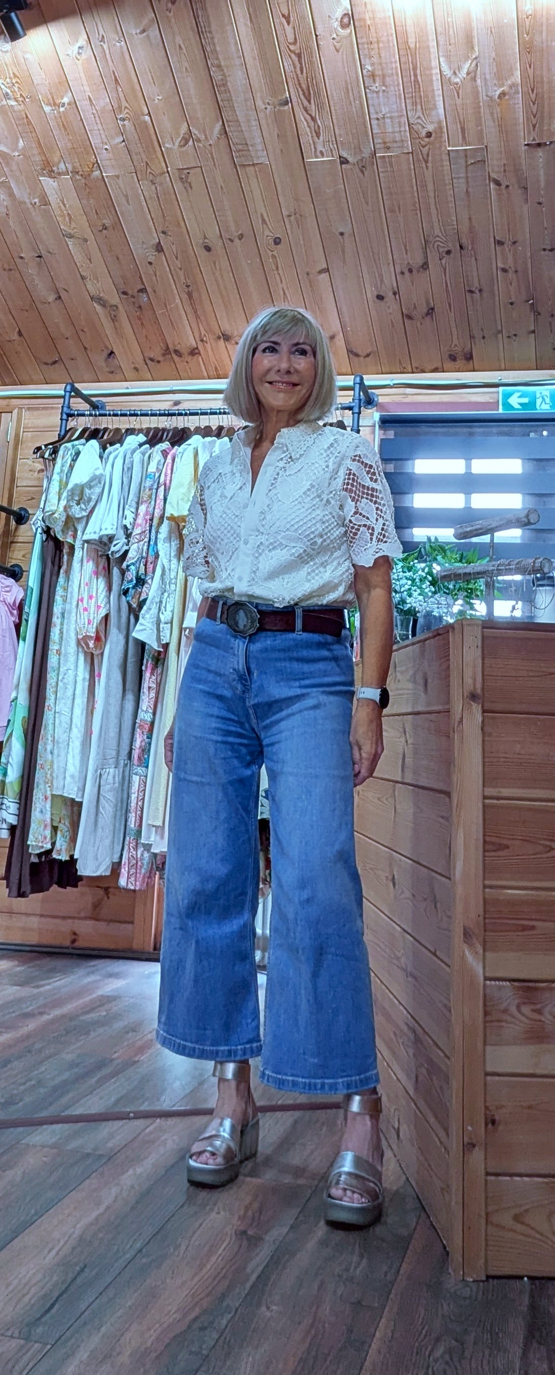 Casual cotton laced blouse for summer