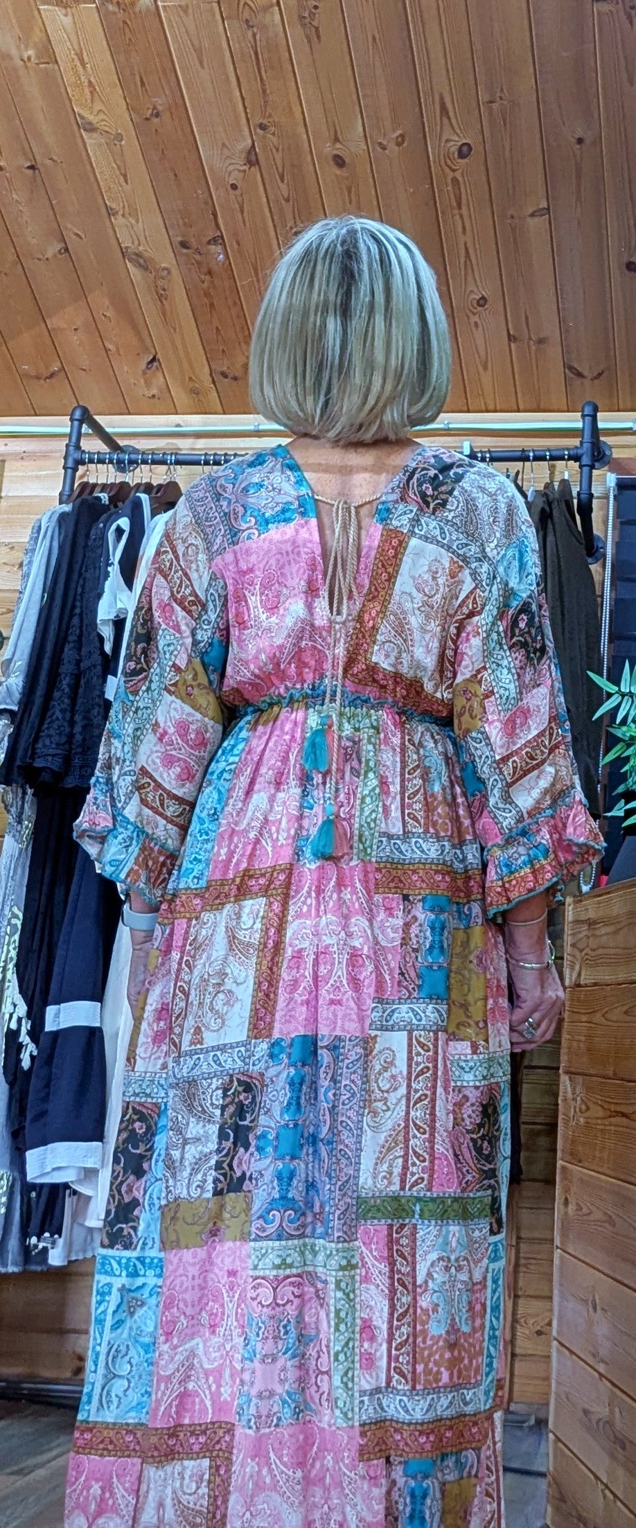 Ember Boho Maxi Dress – Multicoloured Viscose Patchwork Dress